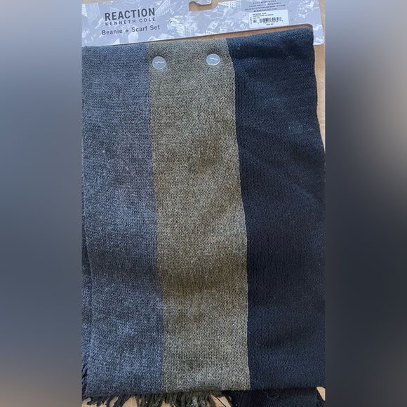 Kenneth Cole Reaction Olive Men's Beanie and Striped Scarf Set, One Size - Picture 3 of 4
